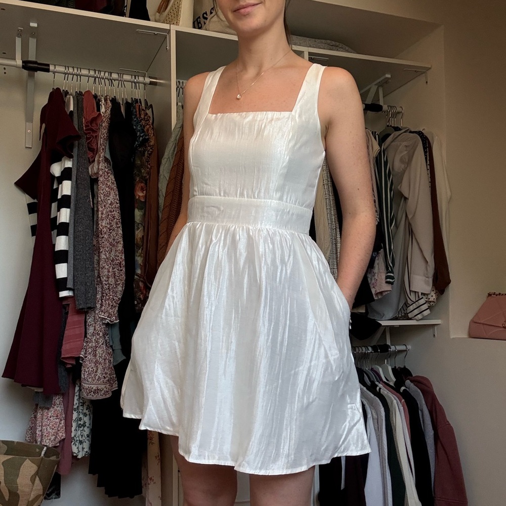 Francesca's Collections Shimmering White Mini Dress